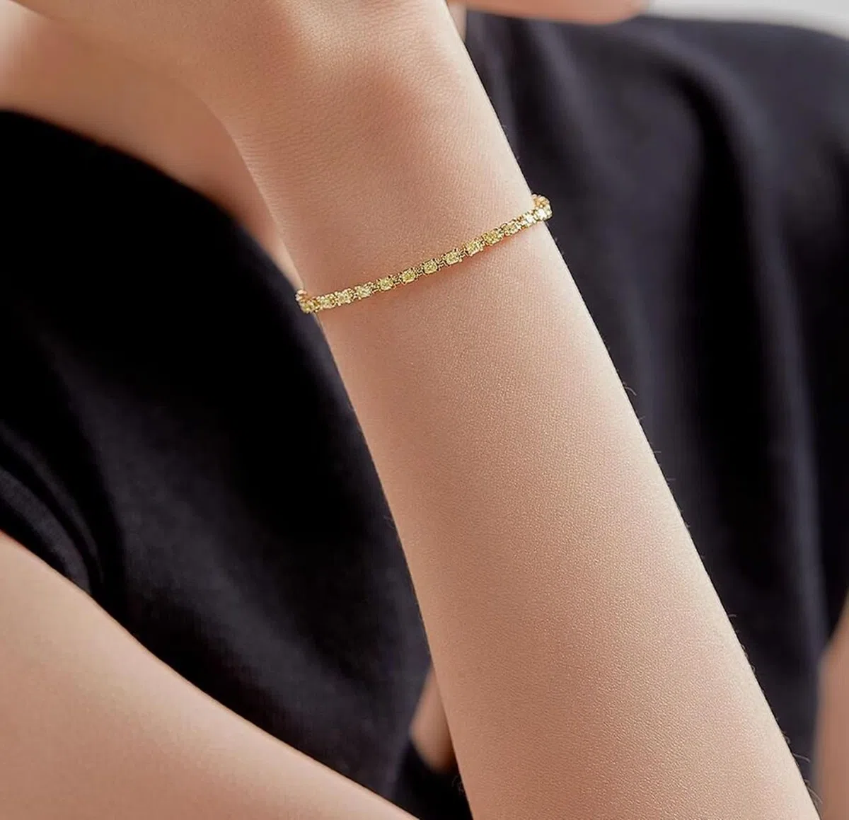 Bracciale Tennis Donna Oro 9 K / 14 K / 18 K, Catena con Diamante da 2,5 ct, Lunghezza 16 CM, Bracciale Oro Donna