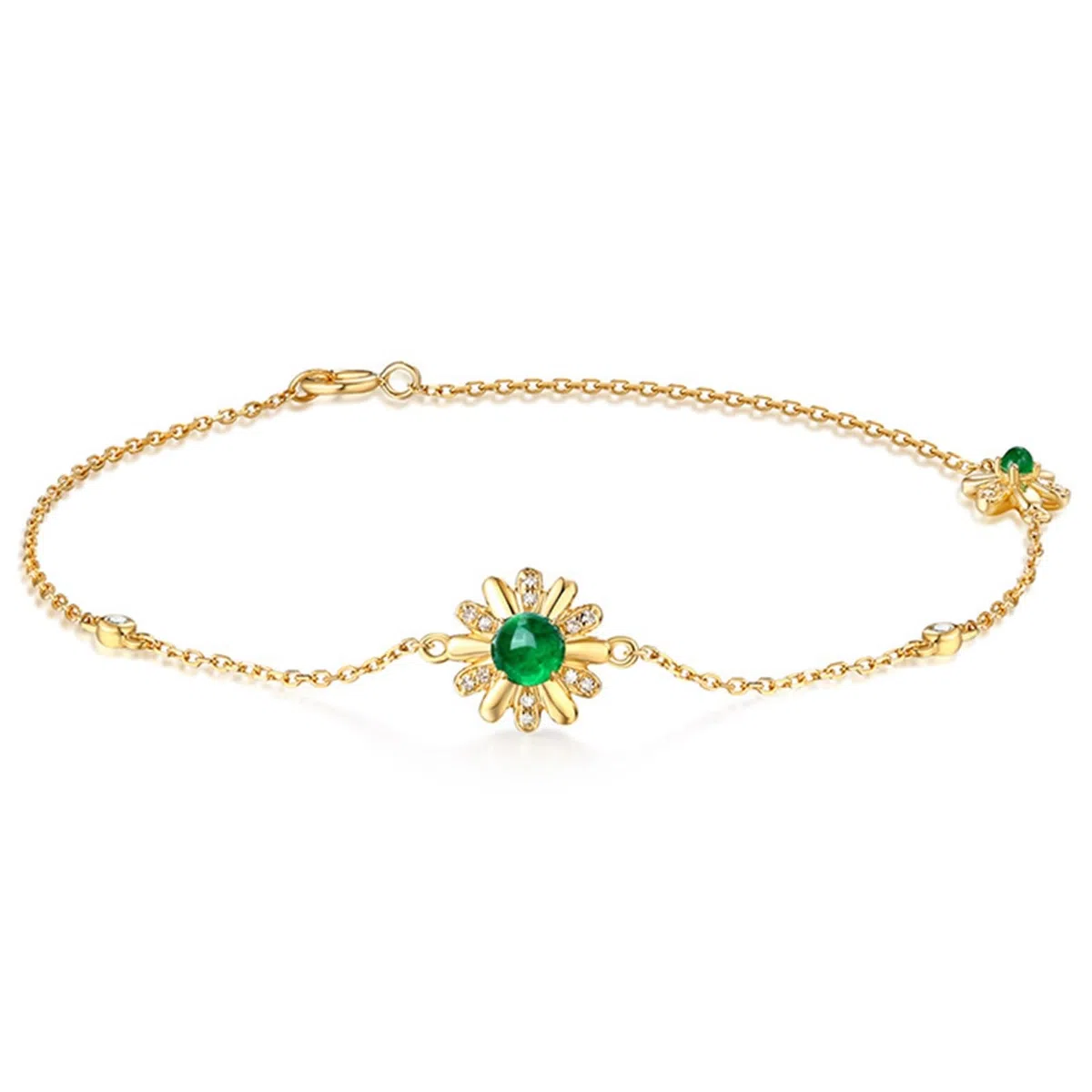 Bracciale da Donna in Oro 18k/14k/9k, Bracciale con Smeraldo Sintetico 0.36ct 16-20 cm con Moissanite, Braccialetti da Sposa Matrimonio