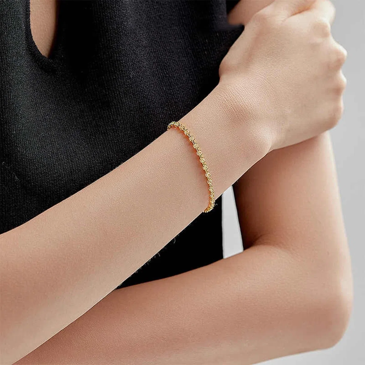 Bracciale Tennis Donna Oro 9 K / 14 K / 18 K, Catena con Diamante da 2,5 ct, Lunghezza 16 CM, Bracciale Oro Donna