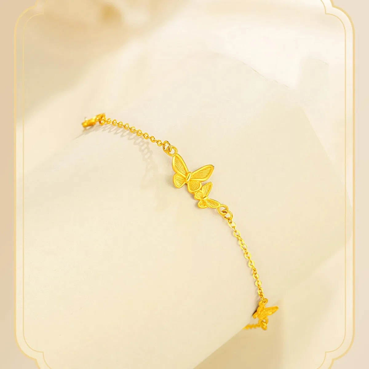 Bracciali Donna Oro 18k/14k/9k, Bracciale a Catena con Farfalle 16-18 cm Estensione 4 cm, Braccialetto da Sposa Fidanzati
