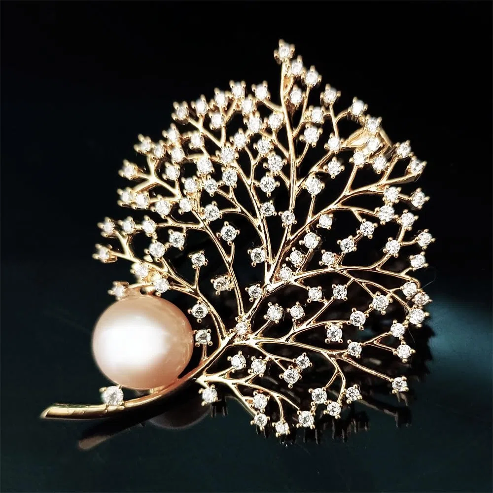 Spilla da donna per anniversario, regalo per moglie, spilla con perle naturali selezionate a mano di qualità AAA e moissanite color D, regalo per mamma, fidanzata, lei, NO11211, metallo, perla