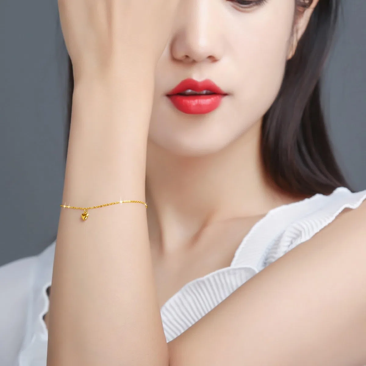 Bracciale da Donna Oro 18k/14k/9k, Bracciale a Catena con Ciondolo a Cuore 16-18 cm Estensione 4 cm, Braccialetti da Sposa Fidanzati