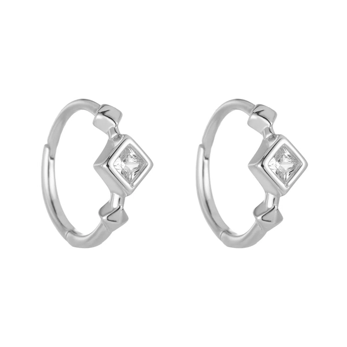 Orecchini da donna in oro 9/14/18 carati, lunetta quadrata in moissanite, orecchini a cerchio in vero oro per lei