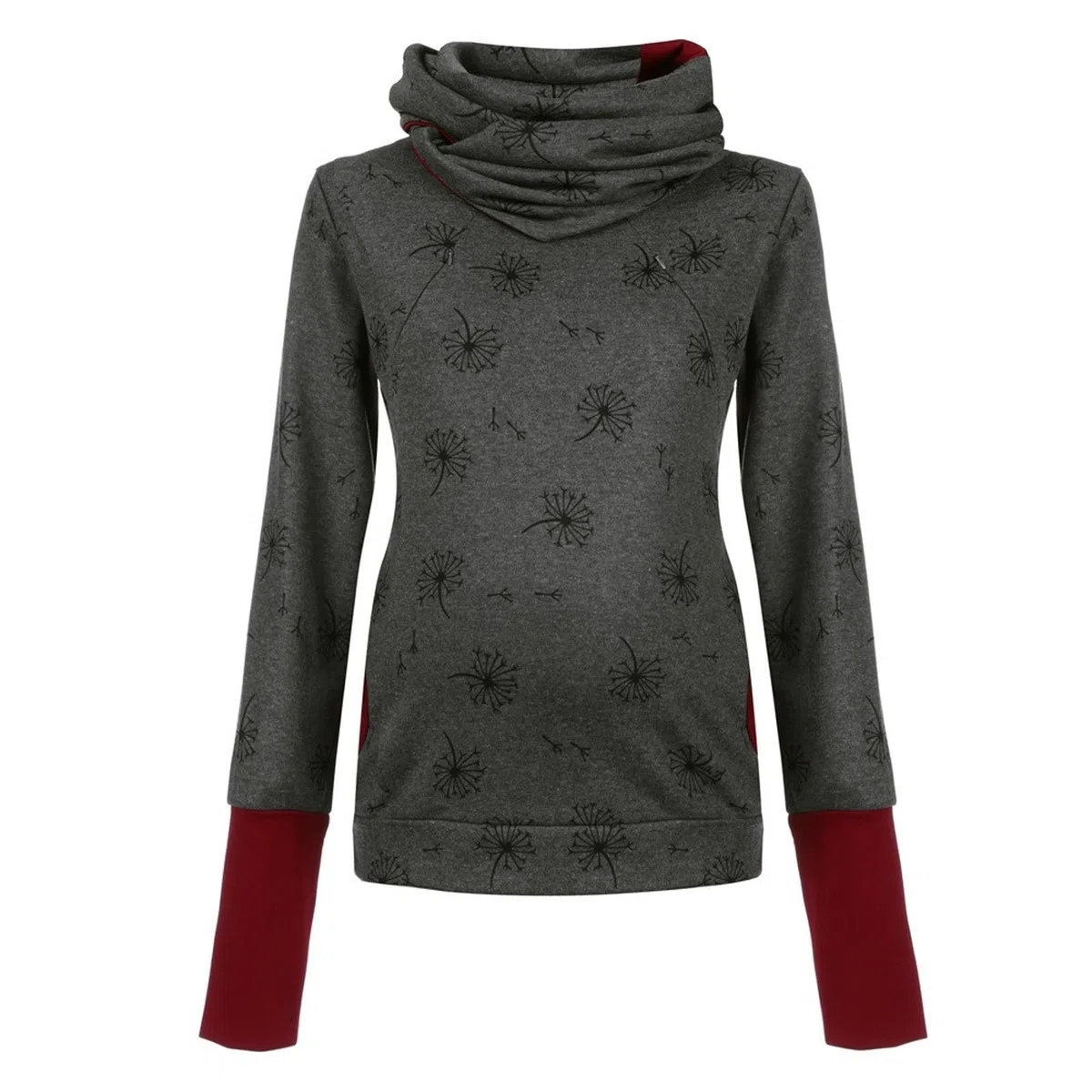Maglione da allattamento da donna, in cotone, a maniche lunghe, tinta unita, con collo alto, a doppio strato, per allattamento e allattamento