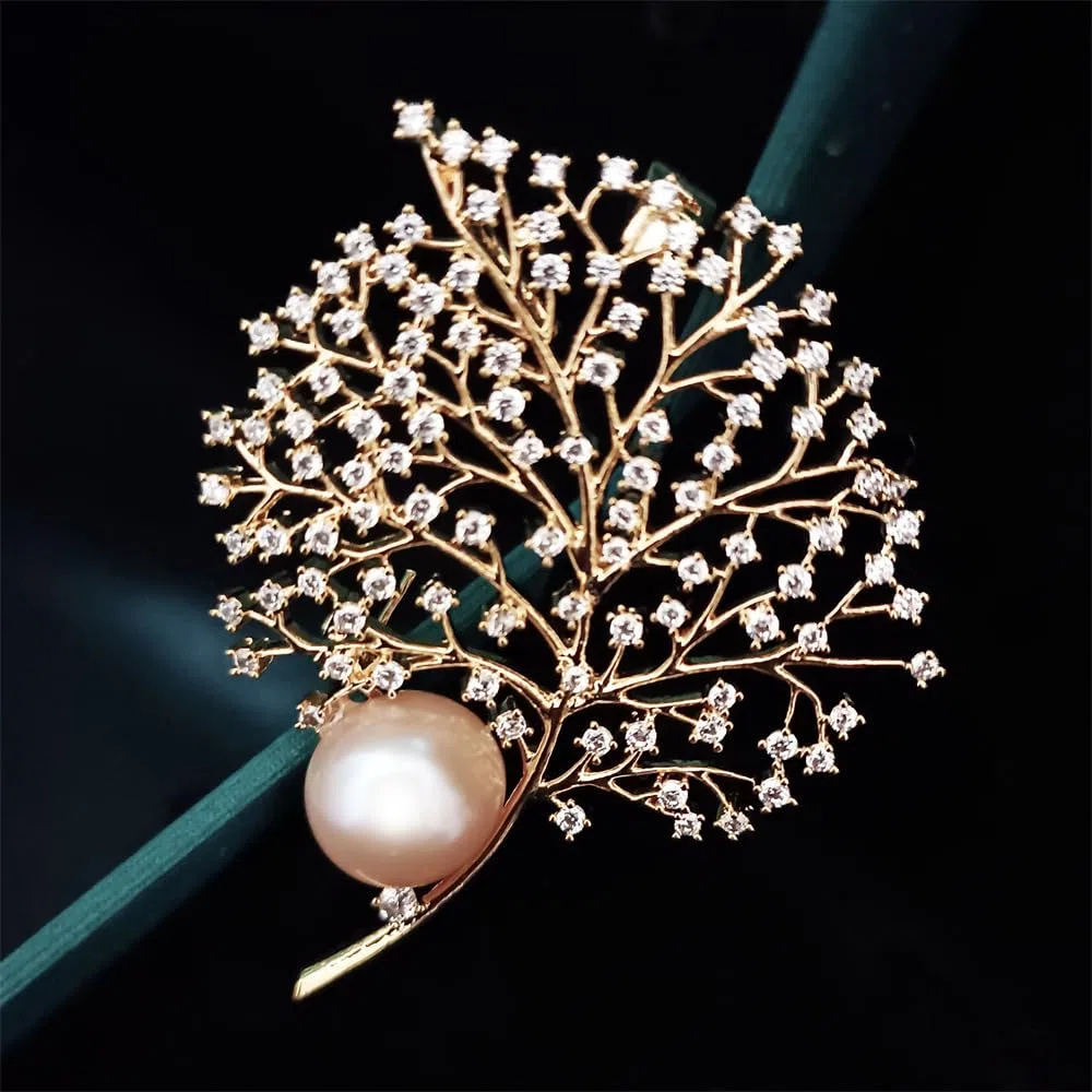 Spilla da donna per anniversario, regalo per moglie, spilla con perle naturali selezionate a mano di qualità AAA e moissanite color D, regalo per mamma, fidanzata, lei, NO11211, metallo, perla