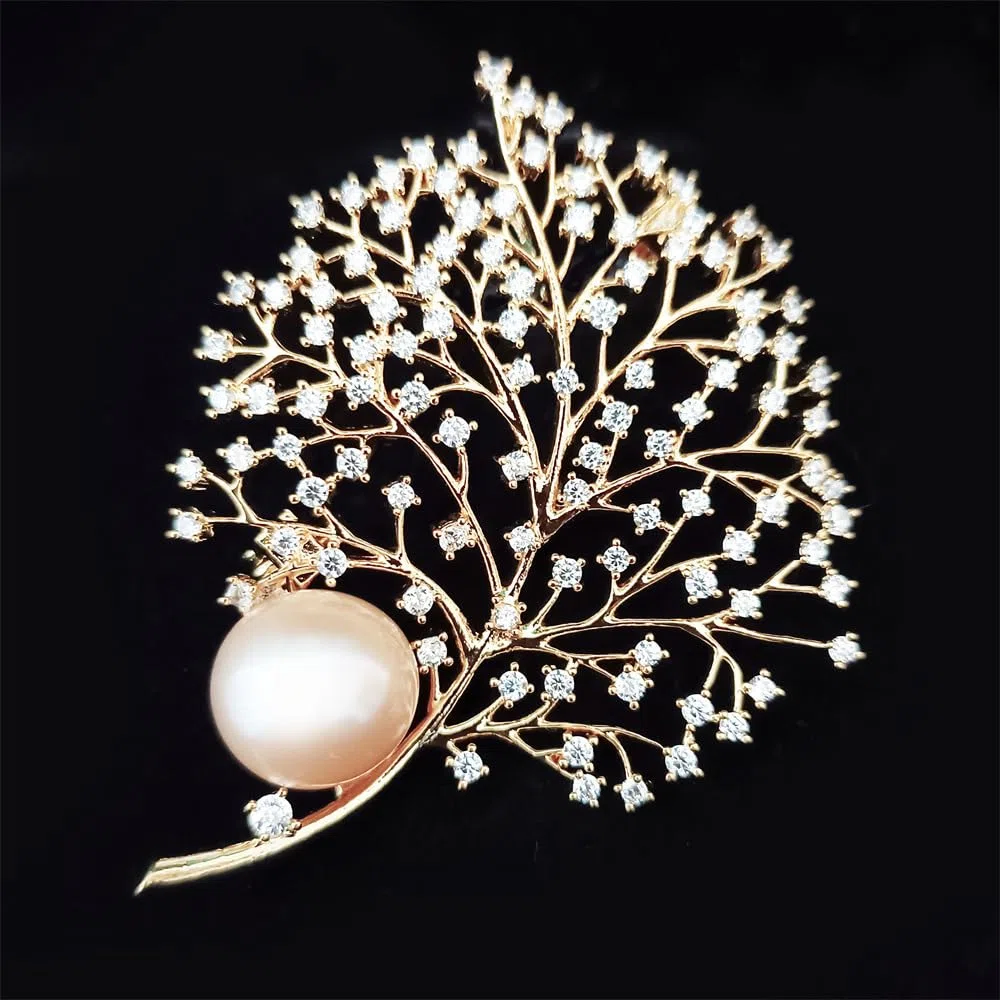 Spilla da donna per anniversario, regalo per moglie, spilla con perle naturali selezionate a mano di qualità AAA e moissanite color D, regalo per mamma, fidanzata, lei, NO11211, metallo, perla