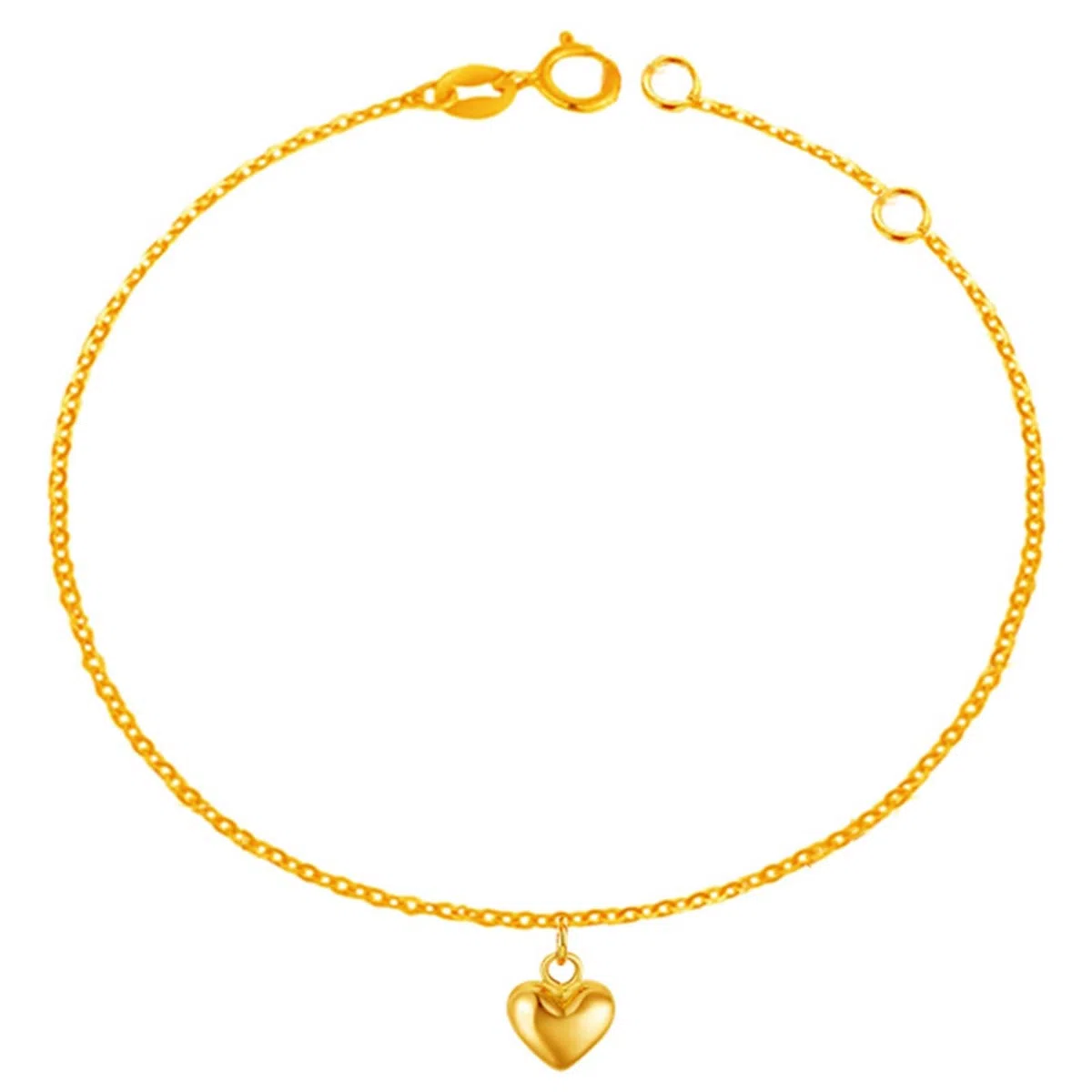 Bracciale da Donna Oro 18k/14k/9k, Bracciale a Catena con Ciondolo a Cuore 16-18 cm Estensione 4 cm, Braccialetti da Sposa Fidanzati