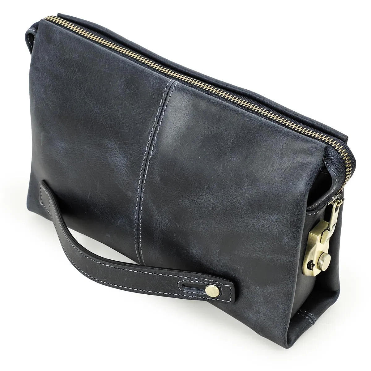 Contacts Pochette da uomo in vera pelle per carte d'identità, grande capacità, con blocco antifurto, da viaggio, passaporto, telefono, borsa a mano con cinturino da polso