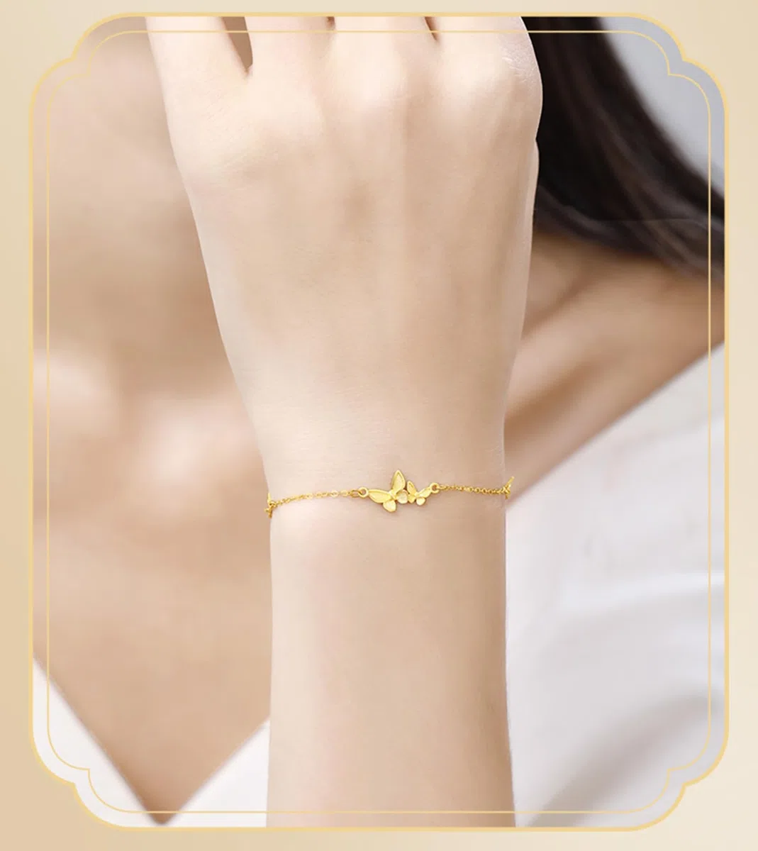 Bracciali Donna Oro 18k/14k/9k, Bracciale a Catena con Farfalle 16-18 cm Estensione 4 cm, Braccialetto da Sposa Fidanzati