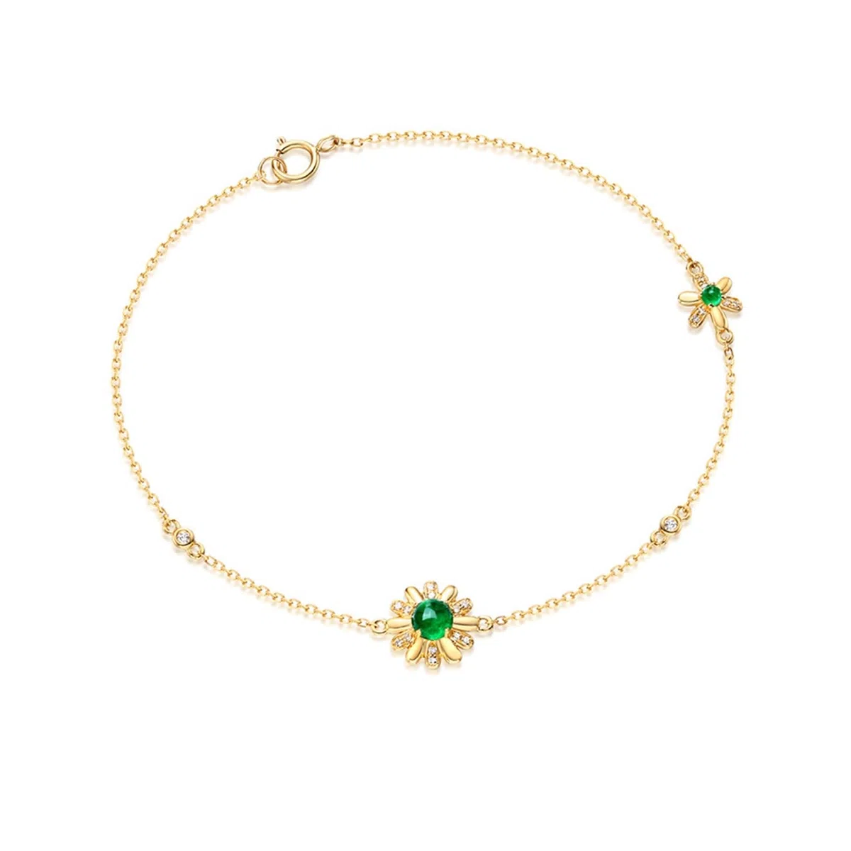 Bracciale da Donna in Oro 18k/14k/9k, Bracciale con Smeraldo Sintetico 0.36ct 16-20 cm con Moissanite, Braccialetti da Sposa Matrimonio