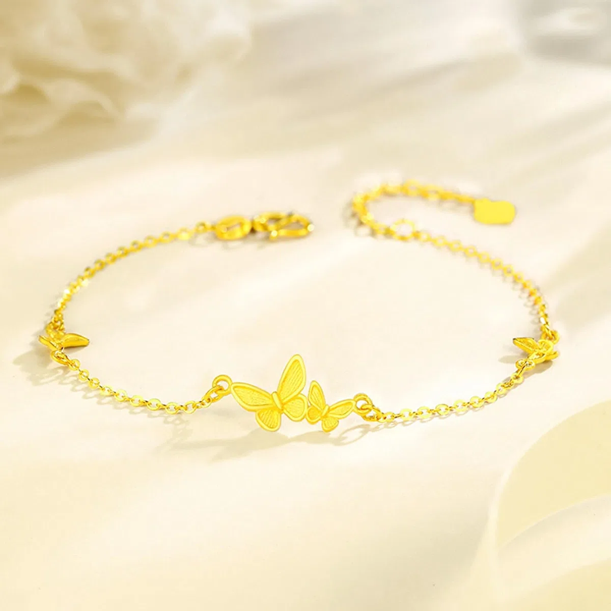 Bracciali Donna Oro 18k/14k/9k, Bracciale a Catena con Farfalle 16-18 cm Estensione 4 cm, Braccialetto da Sposa Fidanzati